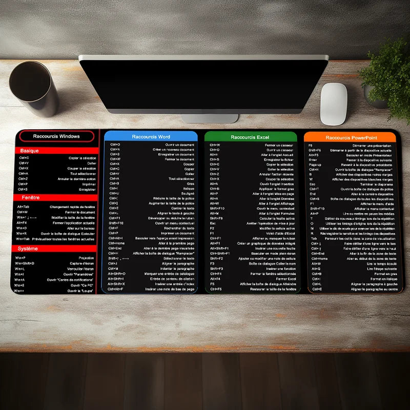 tapis de souris raccourcis clavier en français