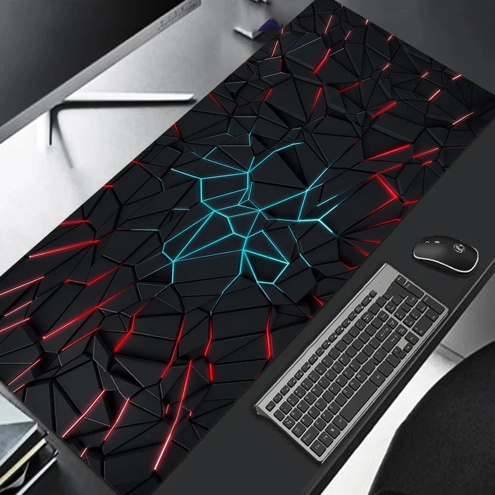 grand tapis de souris gamer bleu rouge