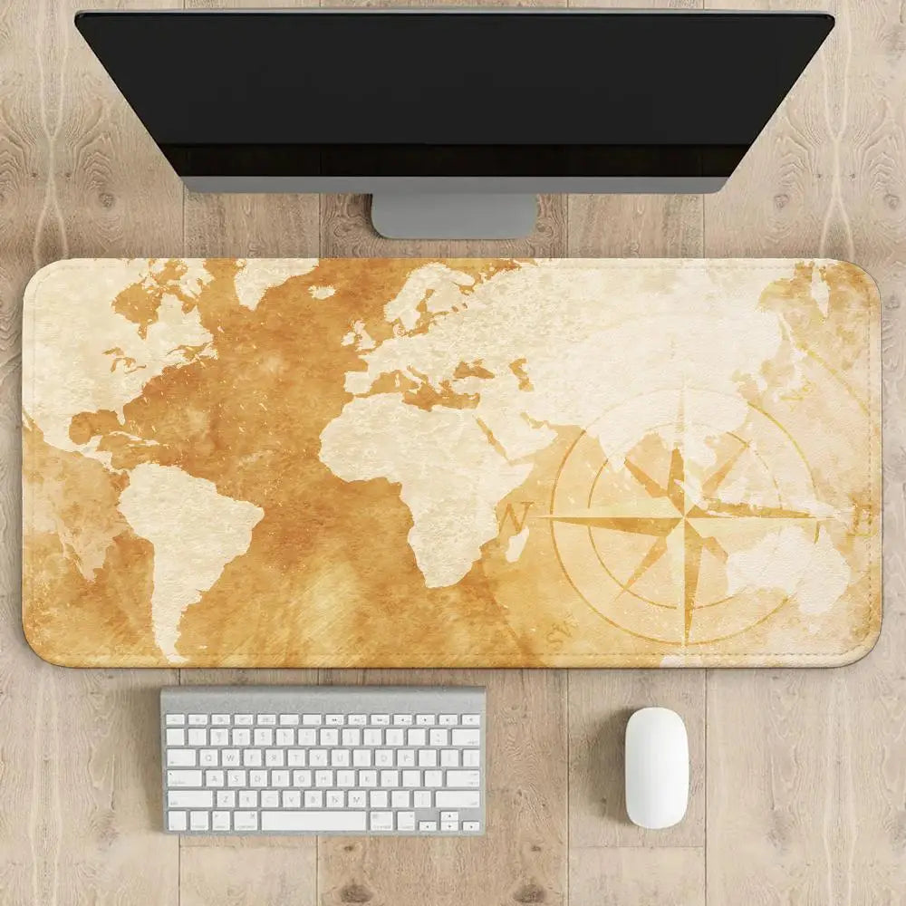 tapis de souris carte du monde dore