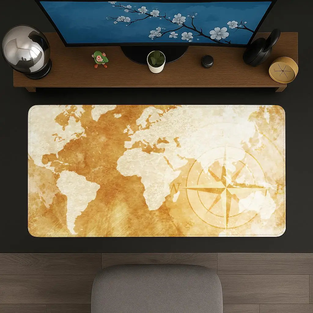 tapis de souris carte du monde jaune