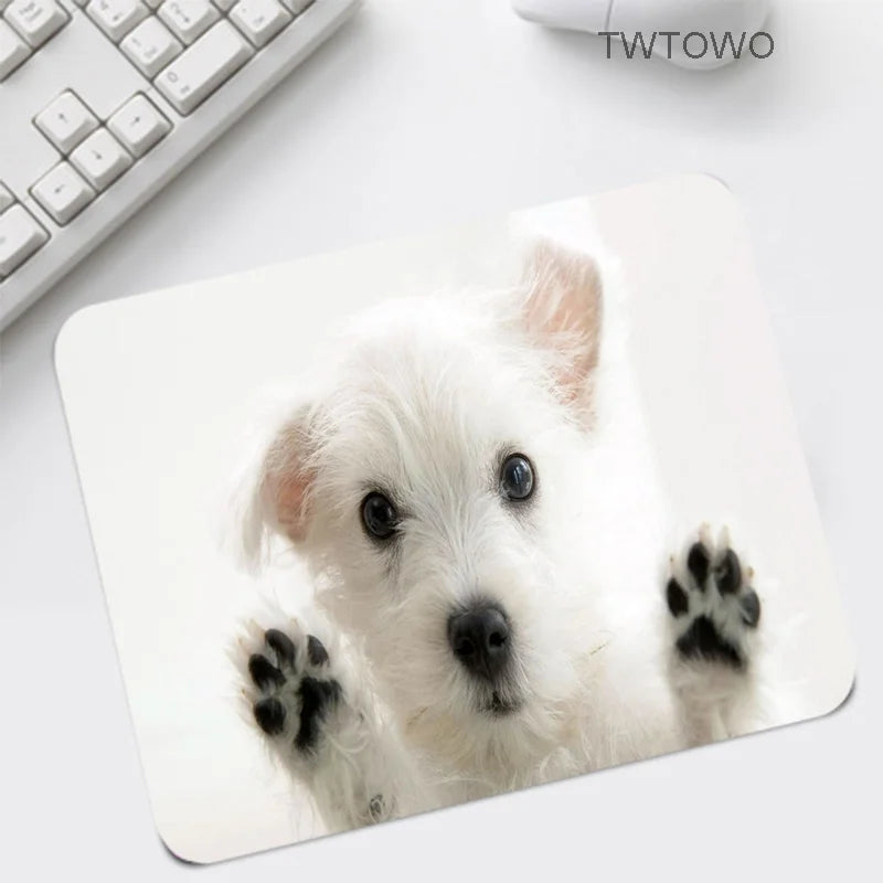 tapis de souris chien blanc