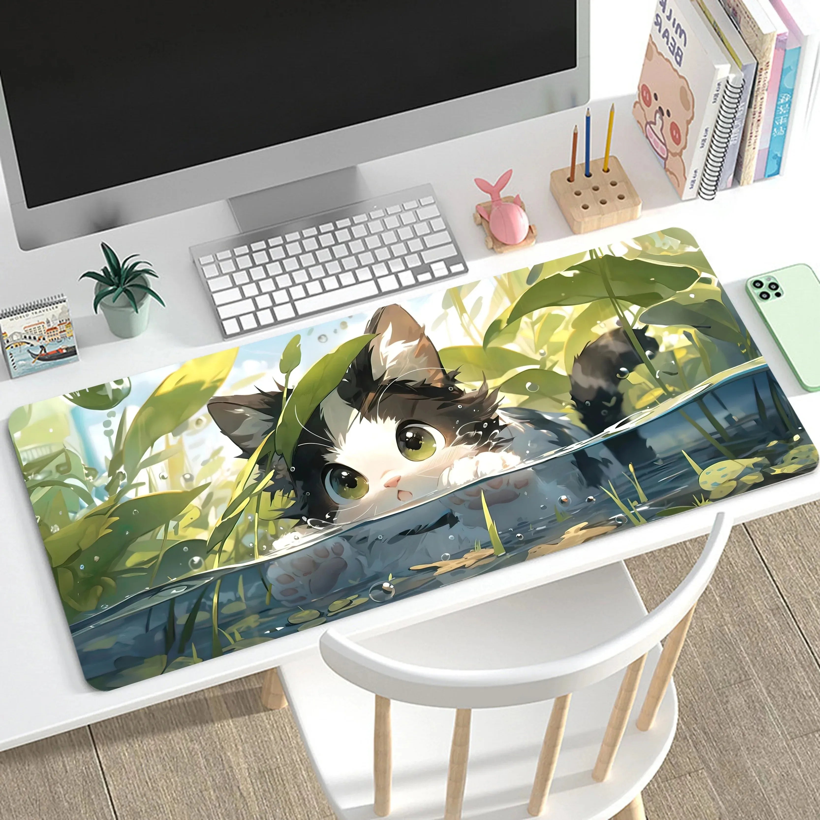 tapis de souris drole chat dans l'eau