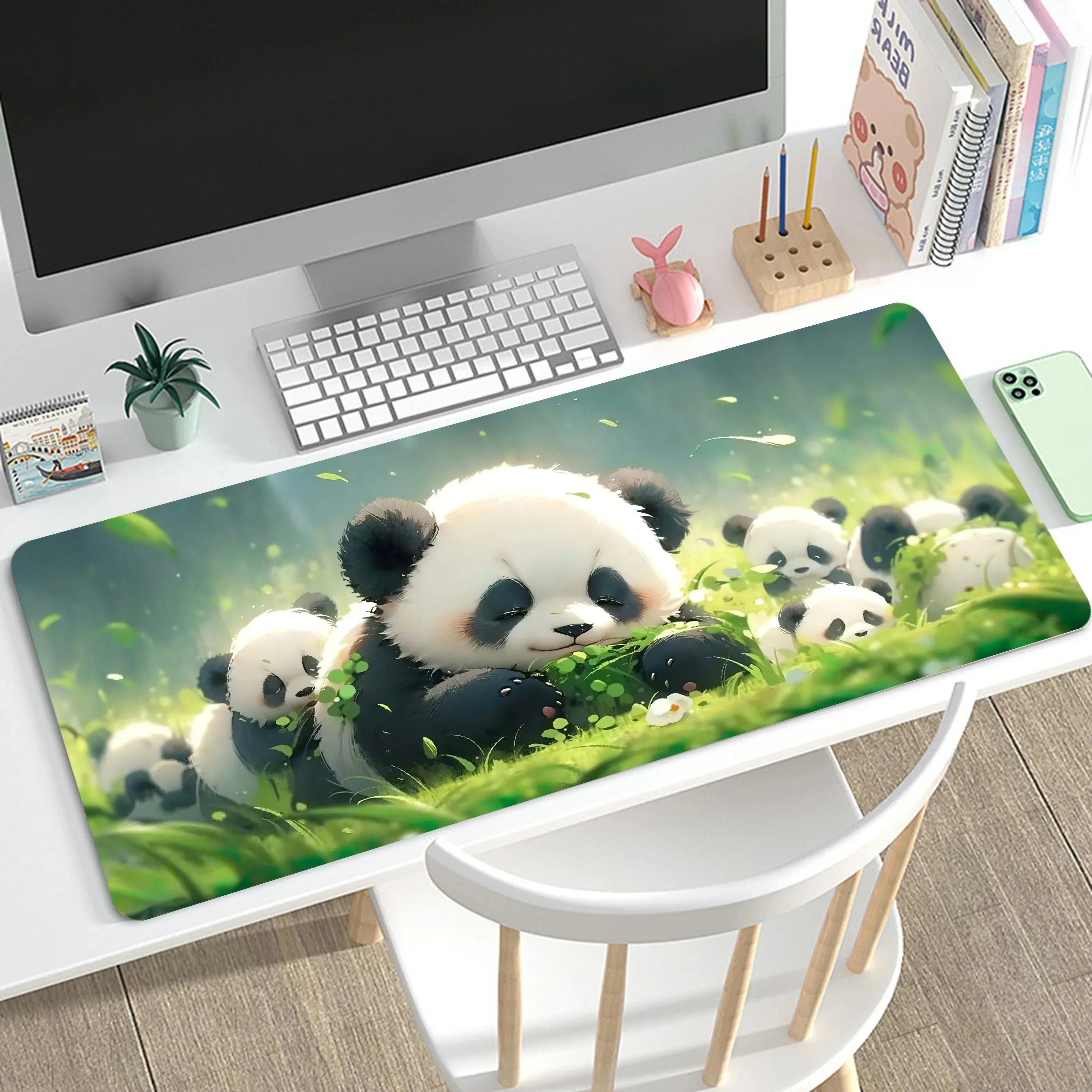 tapis de souris drole panda herbe