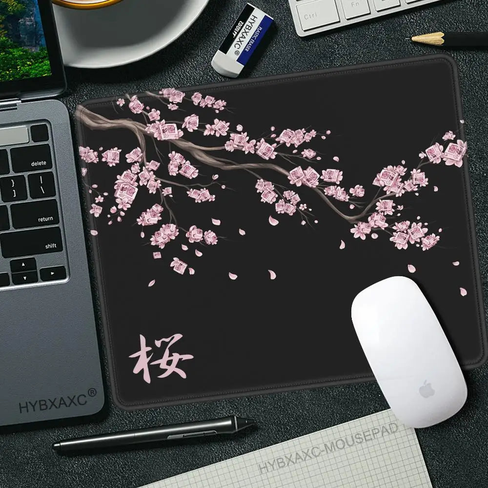 tapis de souris sakura noir rose