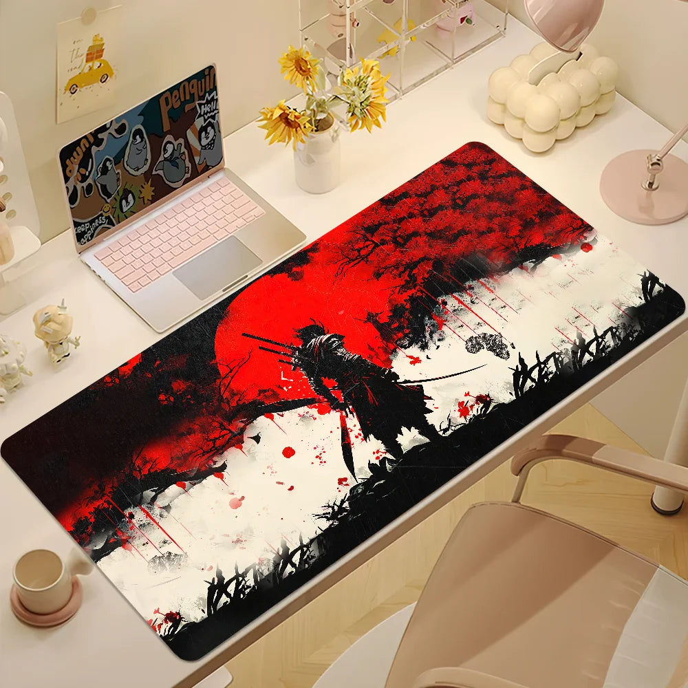 tapis de souris samourai xxl rouge blanc